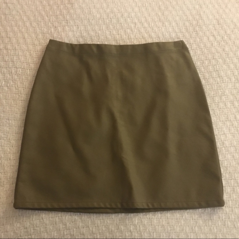 Green Pleather Mini Skirt.